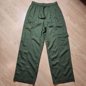 Madewell Pull-On Wide-Leg Cargo Softdrape Green Pants Size Small
